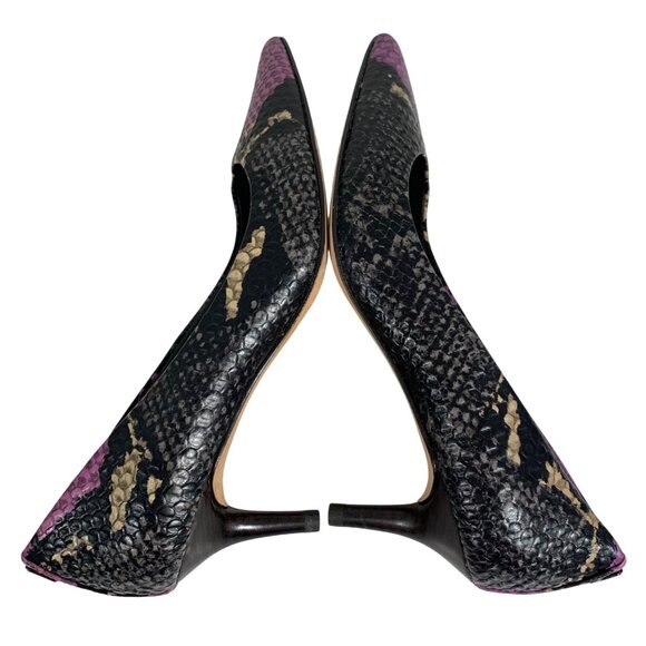 COACH Lacey Pumps Snake Skin Purple Black 2.5 Heel Leather Women's SZ 5.5B EUC - Picture 3 of 10